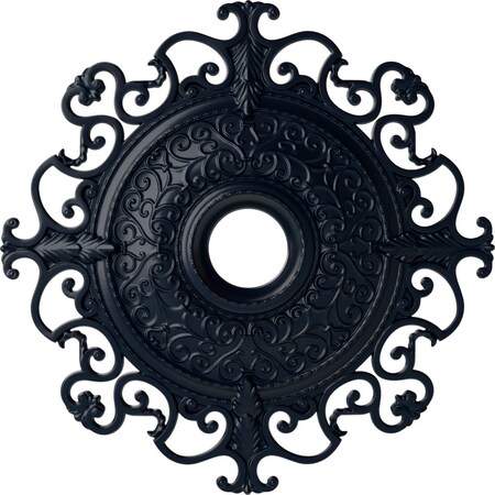 Ekena Millwork Orleans Ceiling Medallion (Canopies up to 8 1/4"), 38 3/8"OD x 6 5/8"ID x 2 7/8"P, Midnight Dream CM38OLMDF